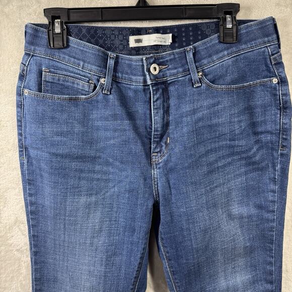 Levi's 525 Perfect Waist Straight Leg Jeans Womens 12 Blue Denim Stretch Zipper - Picture 3 of 14